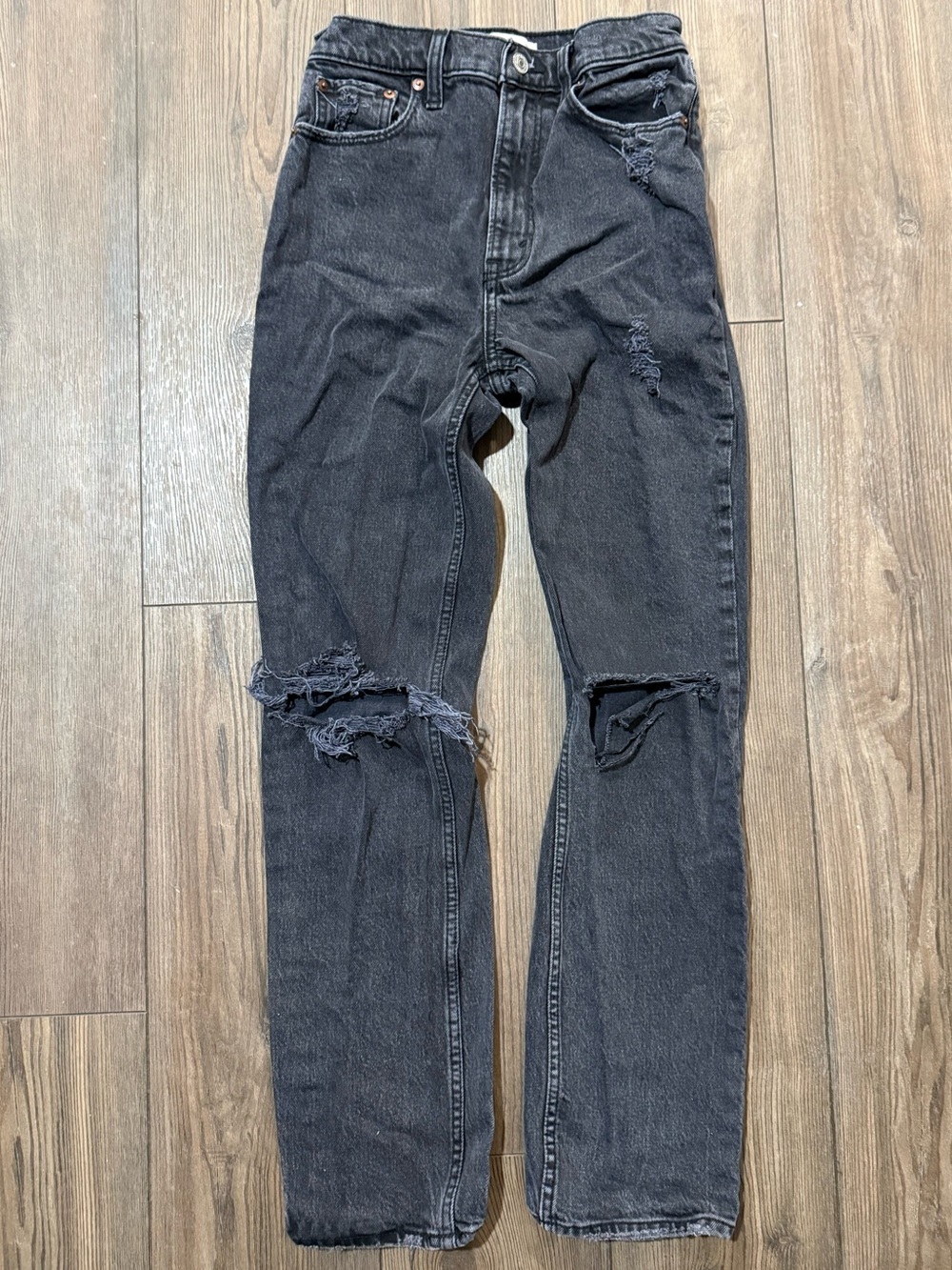 Abercrombie 90s Straight Ultra High Rise Distressed Jeans Size Womens 25
